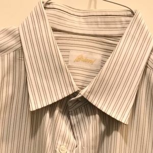 Brioni Tan and white dress shirt